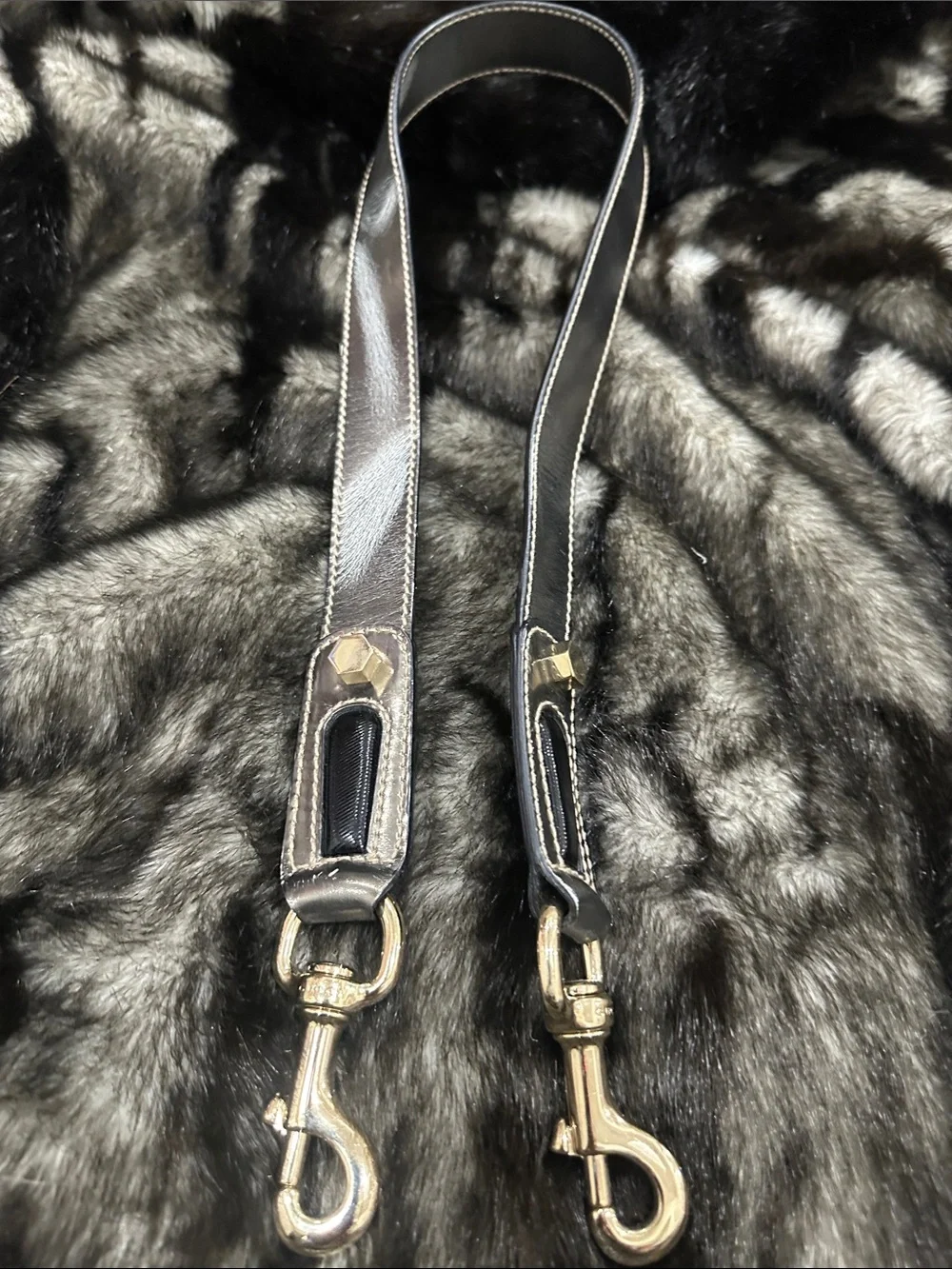 GUCCI metallic Silver and Black Top-Handle GUCCI bamboo LARGE purse